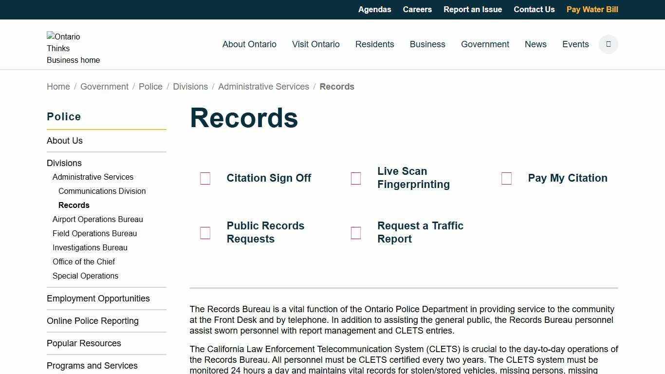 Records City of Ontario, California